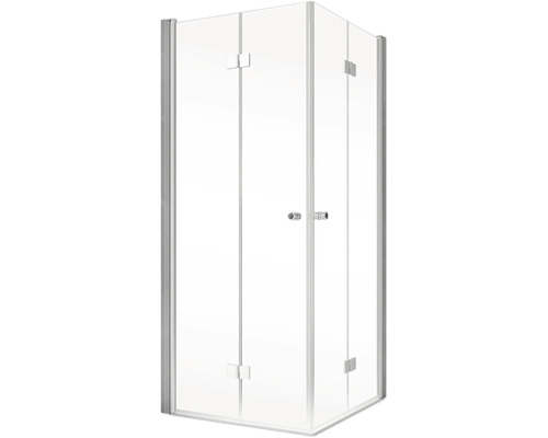 Cabine de douche d''angle avec parois en verre et porte