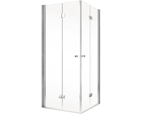 Cabine de douche d''angle avec verre transparent et ferrures