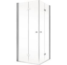Eckeinstieg mit Drehfalttür SCHULTE Garant 2.0 ExpressPlus 100 x 100 cm Profil aluminium Klarglas schmutzabweisende Glasbeschichtung Türanschlag links Türanschlag rechts Puffergriff