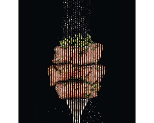 Akustikpaneel digital bedruckt Steak 1 2400 x 2253 x 19 mm Set = 4 Einzelpaneele Akustikpaneel digital bedruckt Steak 1 2400 x 2253 x 19 mm Set = 4 Einzelpaneele