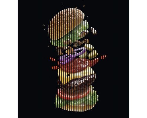 Akustikpaneel digital bedruckt Burger 1 2400 x 2253 x 19 mm Set = 4 Einzelpaneele Akustikpaneel digital bedruckt Burger 1 2400 x 2253 x 19 mm Set = 4 Einzelpaneele