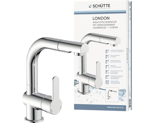 Schütte London Waschtischarmatur mit herausziehbarer Brause in Chrom