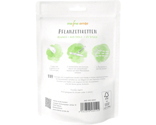 Meine Ernte Pflanzenetiketten aus Holz, 25 Stück, zur Beschriftung von Pflanzen