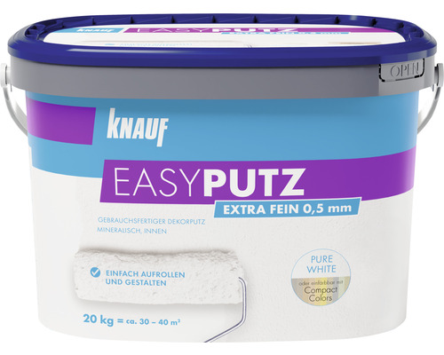 Knauf EASYPUTZ Dekorputz 0,5 mm Extra Fein weiß 20 kg Knauf Easyputz gebrauchsfertiger Dekorputz im Eimer, 20 kg