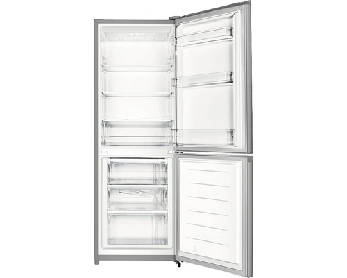 Réfrigérateur ouvert avec compartiment congélateur et étagères