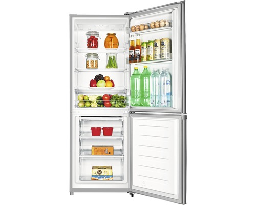 Réfrigérateur ouvert avec divers aliments et boissons