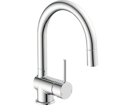 Robinetterie de cuisine avec LED SCHÜTTE changement de couleur STELLA chrome 79055 Robinet de cuisine avec bec haut