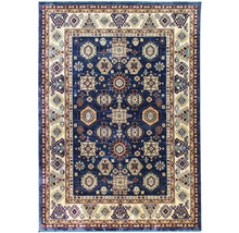 Tapis oriental bleu avec motifs géométriques