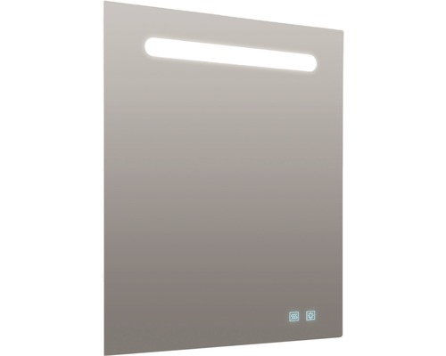 Miroir de salle de bains LED Lina 80x70 cm IP 44 (protégé contre les coprs étrangers et les projections d'eau) avec fonction anti-buée et double prise USB