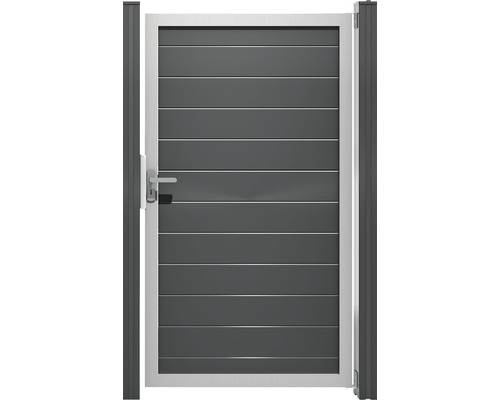 Portillon simple GroJa Lumino prémonté sans poteaux cadre argent 100 x 180 cm anthracite