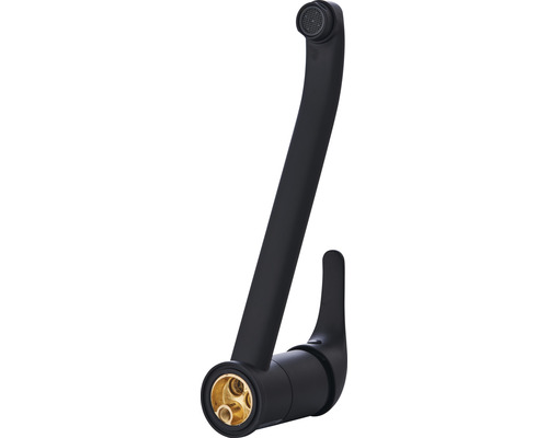 Schwarze Küchenarmatur mit hohem Auslauf