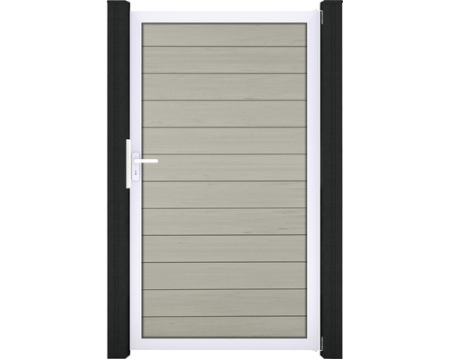 Portillon simple GroJa Flex prémonté sans poteaux cadre argent 100 x 180 cm sable