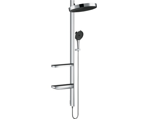 Colonne de douche hansgrohe Rainfinity Showerpipe 360 1Jet chrome 26842000 Colonne de douche avec douche de tête, douchette à main et étagères