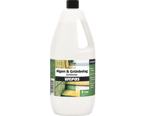 Produit d'élimination des algues et des moisissures Wepos 2 l WEPOS Anti-algues et dépôts verts, bouteille de 2 litres