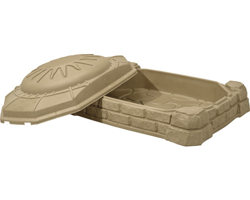 Sandkasten mit Deckel im Steinmuster