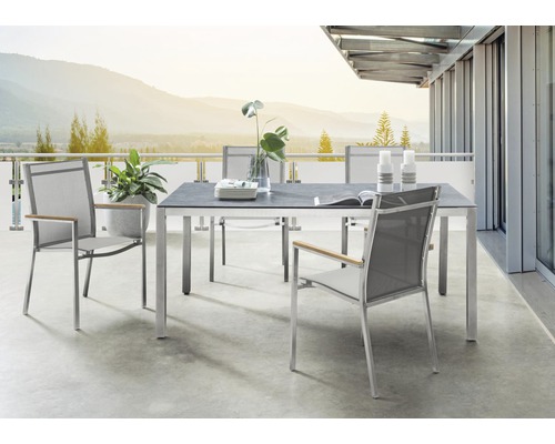 Table de jardin Destiny SAO PAULO acier inoxydable 180x100x74cm, plateau de table vitrocéramique Table de jardin Destiny SAO PAULO acier inoxydable 180x100x74cm, plateau de table vitrocéramique