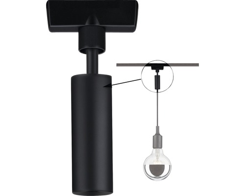 Spot sur rail noir avec source lumineuse