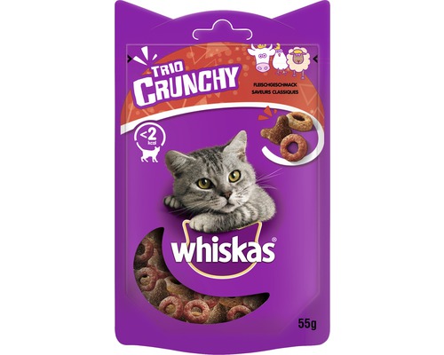 Friandise pour chat whiskas Trio Crunchy viande 55 g