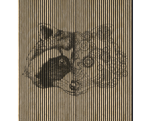 Panneau acoustique impression numérique Raccoon 1 2400 x 2253 x 19 mm set = 4 panneaux individuels