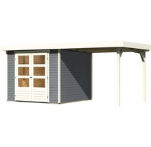 Gartenhaus Karibu Kodiak 3,5 inkl. Anbaudach 2,4 m 491 x 262 cm terragrau
