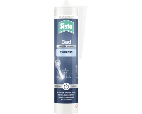 Silicone express Sista pour salle de bains transparent 280 ml Sista Bain Silicone sanitaire Express, transparent