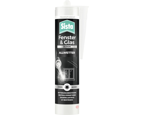 Silicone Sista pour fenêtre et verre transparent 280 ml Cartouche de mastic silicone Sista pour fenêtres et verre, tous temps