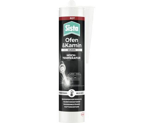 Silicone Sista pour poêle et cheminée rouge 280 ml Silicone pour four et cheminée Sista, résistant à la chaleur jusqu''à 300 degrés