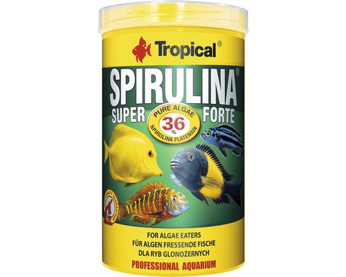 Nourriture pour poissons Tropical Spirulina Super forte 1000ml Aliment pour poissons Tropical Spirulina Super Forte pour mangeurs d''algues