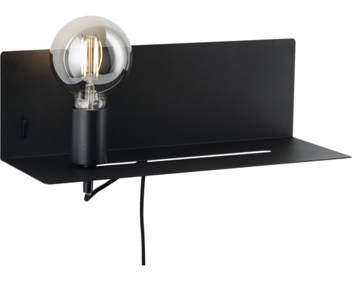 Wandleuchte mit Regal und Glühbirne