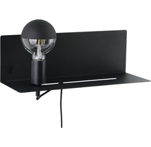 Lampe de table LED noire avec étagère