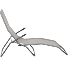 Chaise longue de jardin tissu textile gris-thumb-2
