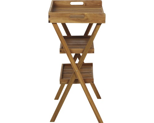 Tablette Gardamo Caruna barbecue 70x45cm acacia FSC 100 % Table de service en acacia à trois étagères
