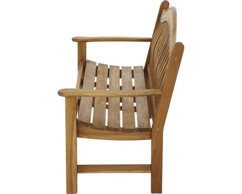 Banc en bois avec accoudoirs en vue latérale