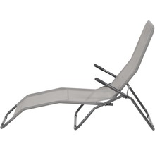 Chaise longue de jardin tissu textile gris-thumb-3