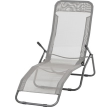 Chaise longue de jardin tissu textile gris-thumb-0