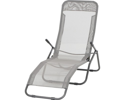 Chaise longue de jardin tissu textile gris-0