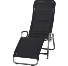 Chaise longue réglable avec cadre métallique et revêtement en tissu