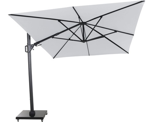 Parasol déporté Siena Garden Sunset N+ anthracite/stone 350x260cm support aluminium anthracite, housse 100 % polyester, 300 g/m² en stone, revêtement PU, UPF 50+ Parasol à mât déporté avec abat-jour rectangulaire et pied mobile