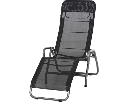 Chaise longue de jardin Bito tissu textile noir