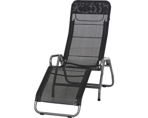 Chaise longue Siena Garden Bito anthracite / noir acier anthracite / housse textile noir Fauteuil de jardin avec dossier et repose-pieds réglables.