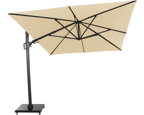 Parasol déporté avec abat-jour rectangulaire et pied stable