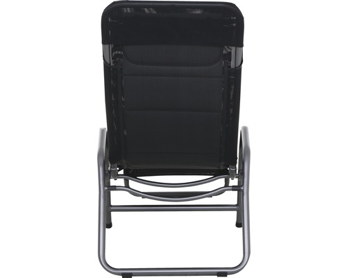 Chaise de jardin avec structure métallique et revêtement textile, vue arrière