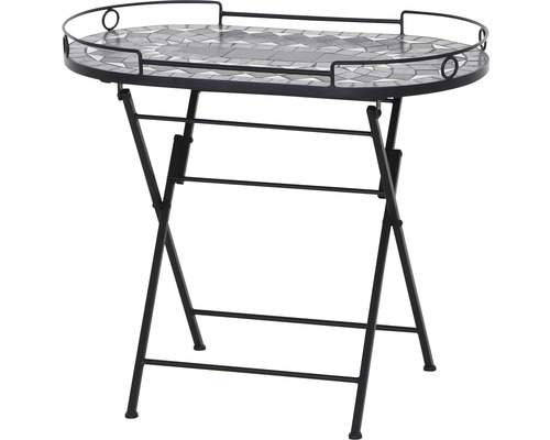 Table de jardin Gardamo Servier Como acier avec aspect mosaïque Table ovale en mosaïque avec cadre pliable pour le jardin