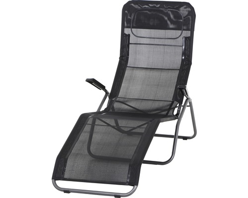 Chaise longue de jardin Anco tissu textile noir