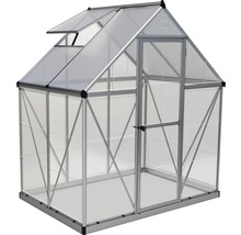 Serre Palram – Canopia Hybrid 6x4 avec rayonnage pour charges lourdes et fondation 185 x 126 cm argent