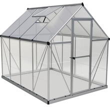 Serre Palram – Canopia Hybrid 6x8 avec rayonnage pour charges lourdes et fondation 185 x 247 cm argent