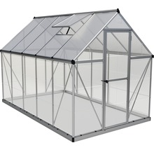 Serre Palram – Canopia Hybrid 6x10 avec rayonnage pour charges lourdes et fondation 185 x 306 cm argent