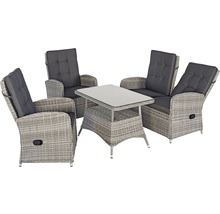 Ensemble de meubles de jardin avec table et quatre fauteuils avec coussins