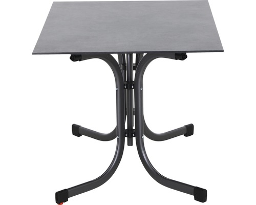 Table de jardin carrée avec cadre en métal et plateau de table