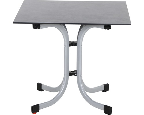 Table pliante avec plateau carré et structure métallique